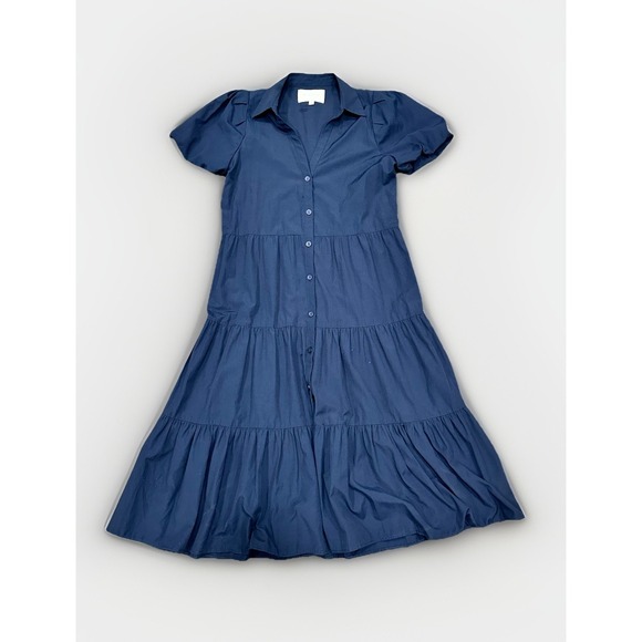 Brochu Walker Dresses & Skirts - Brochu Walker Women's Dress XS Blue Collared Puff Sleeve Tiered Shirt Midi